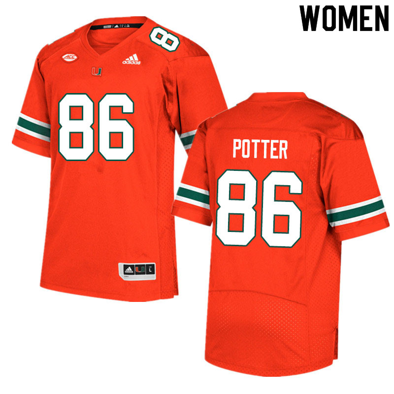 Women #86 Fred Potter Miami Hurricanes College Football Jerseys Sale-Orange - Click Image to Close